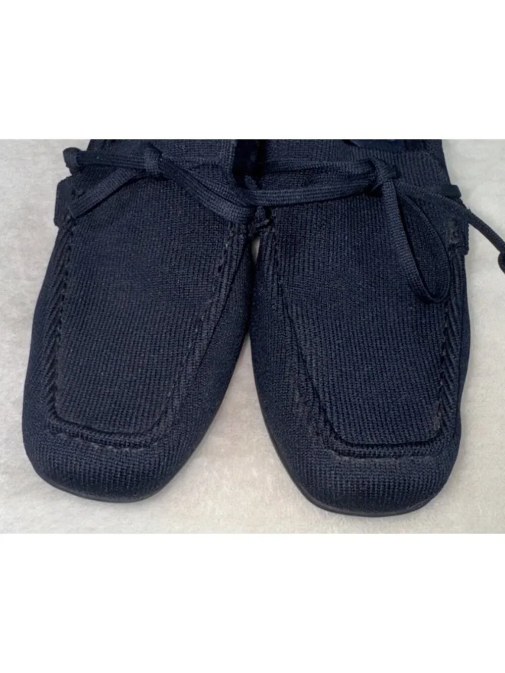 VIVAIA Women's Size 40 Square-Toe Driver Loafers Jackie Flats Lace-Up Shoes Navy